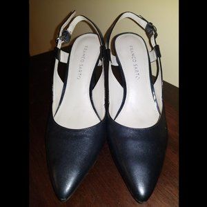 Black leather Franco Sarto heels